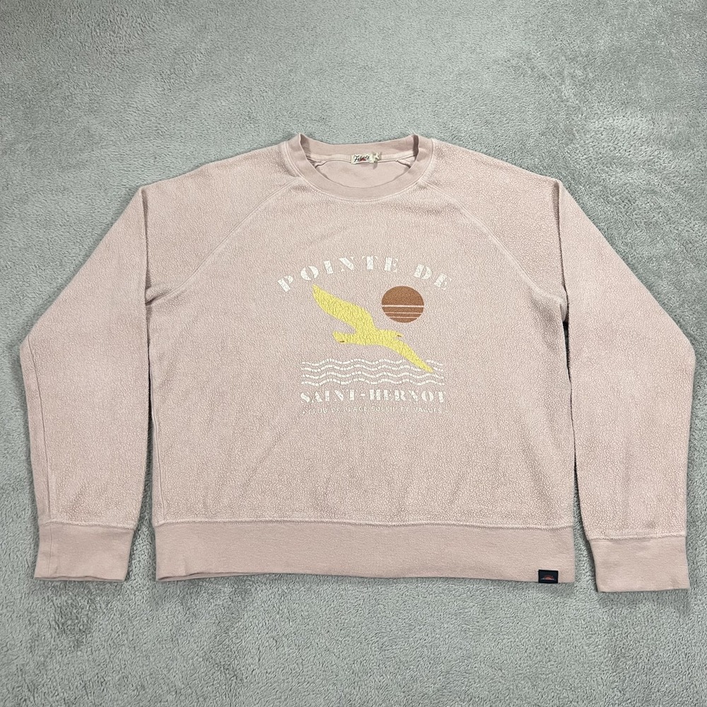 Faherty Sweatshirt Womens Medium Pink Crew Neck Fleece Beach Pullover Sweater